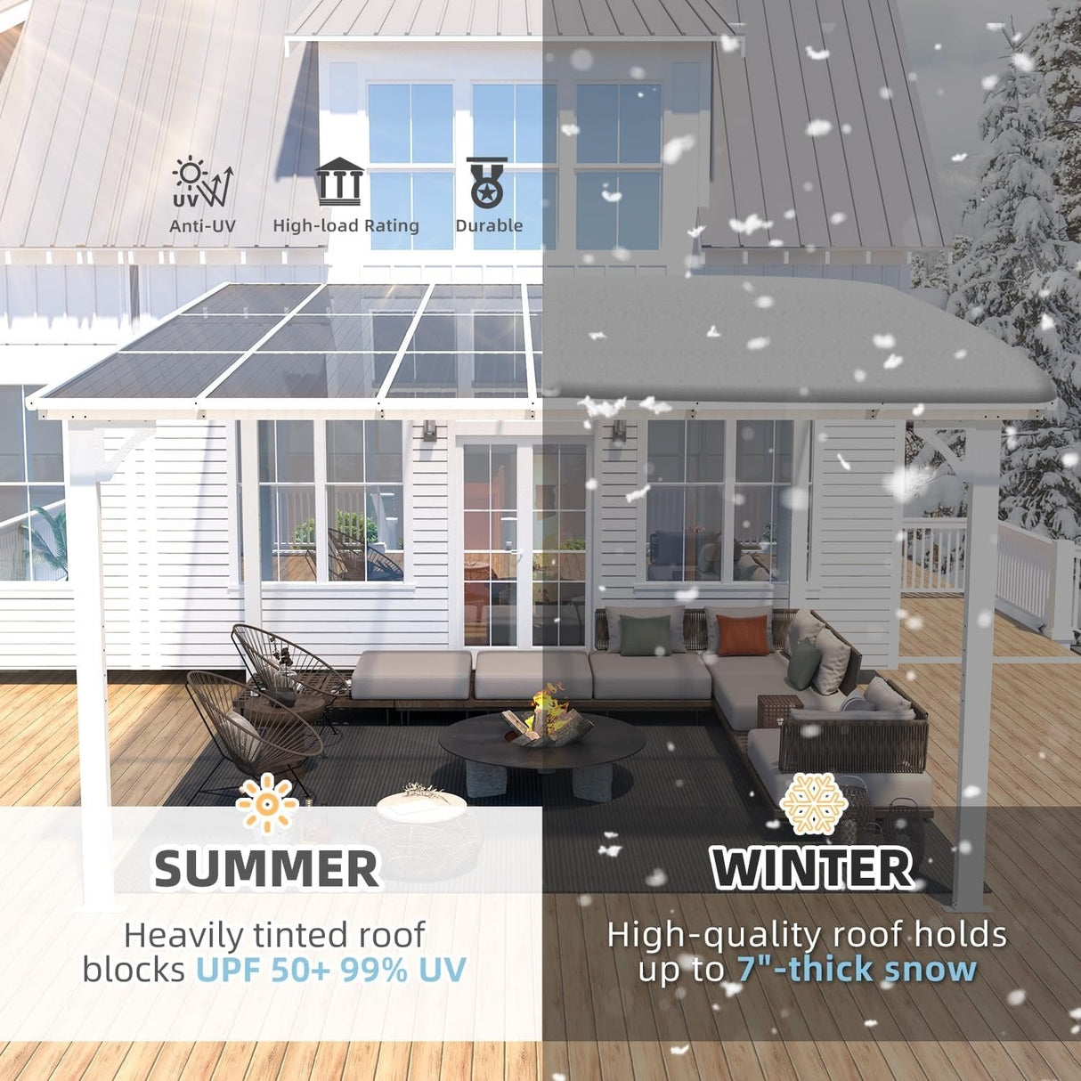 Aecojoy 12 ft x 12 ft White Aluminum Pergola with Canopy