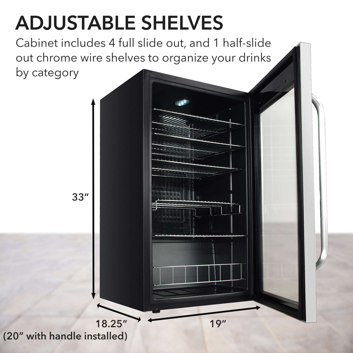 Whynter BR-1211DS 19″ 136 Can Stainless Freestanding Beverage Refrigerator/Cooler image of product description