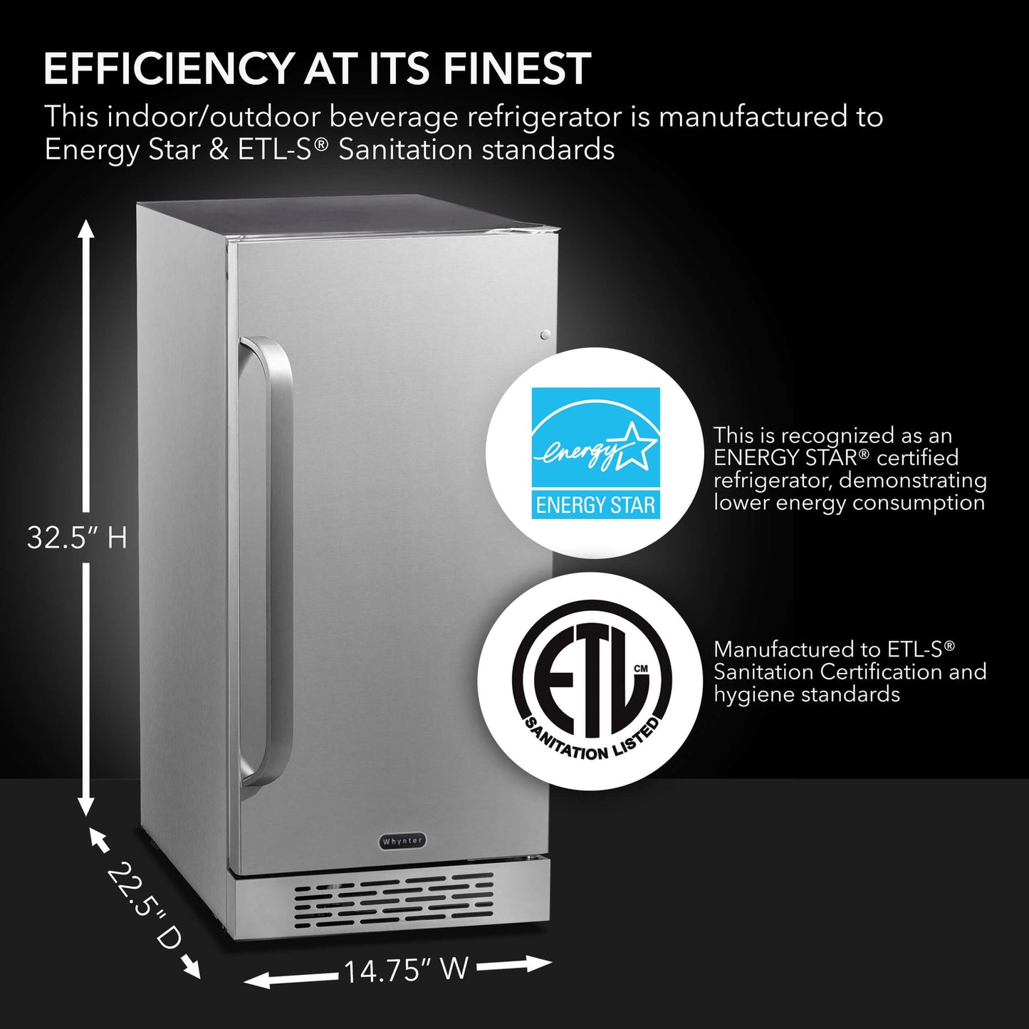 Whynter BOR-326FS 15″ Built-In Energy Star 3.0 cu. ft. Indoor/Outdoor Beverage Refrigerator Weather Proof Cooler product description