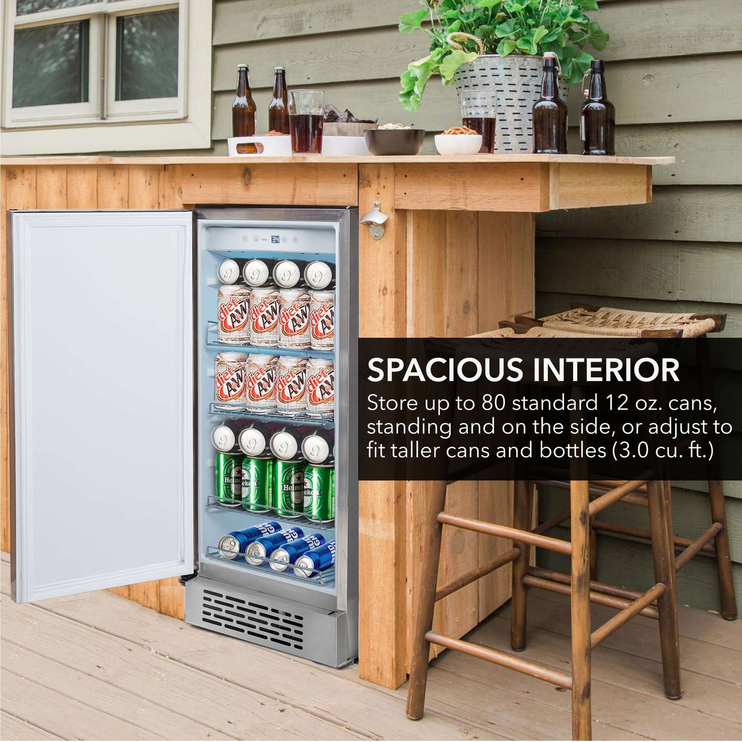 Whynter BOR-326FS 15″ Built-In Energy Star 3.0 cu. ft. Indoor/Outdoor Beverage Refrigerator Weather Proof Cooler product description