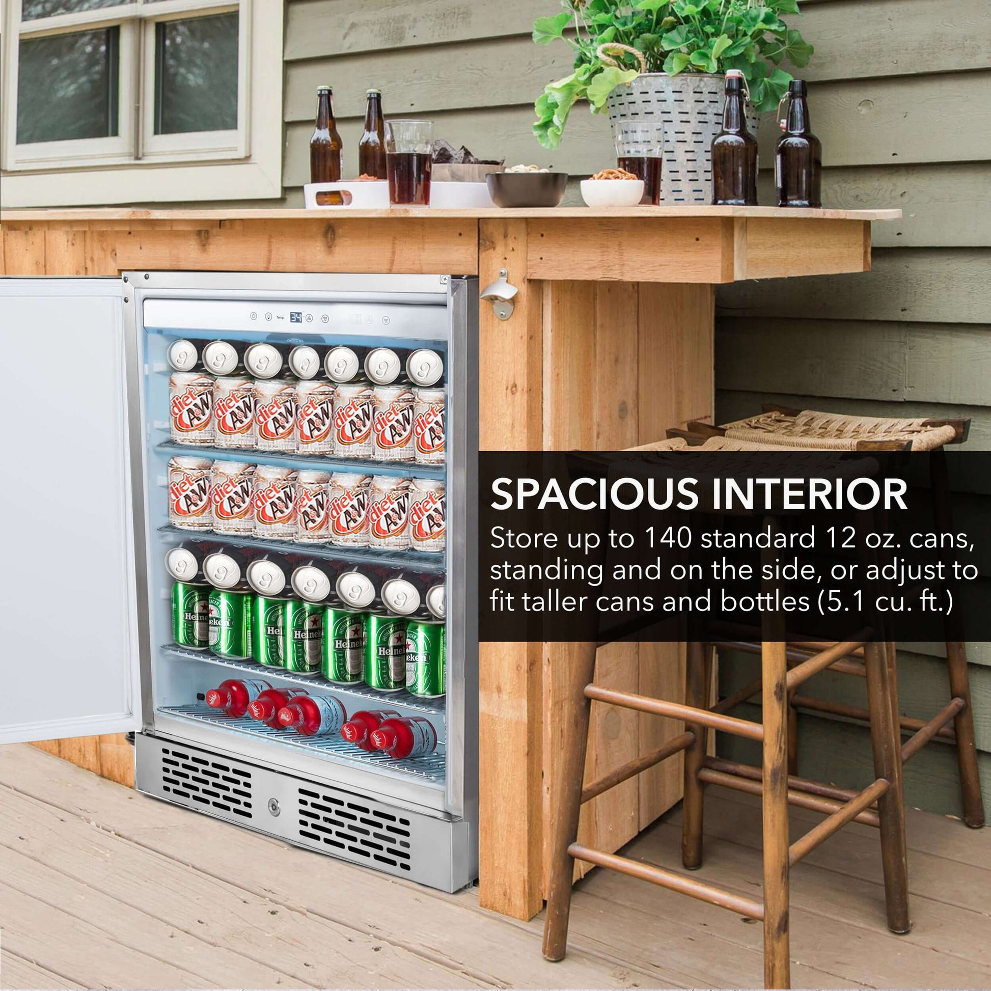 Whynter BOR-53024-SSW 24″ Built-In Energy Star 5.3 cu. ft. Indoor/Outdoor Beverage Refrigerator Cooler product description