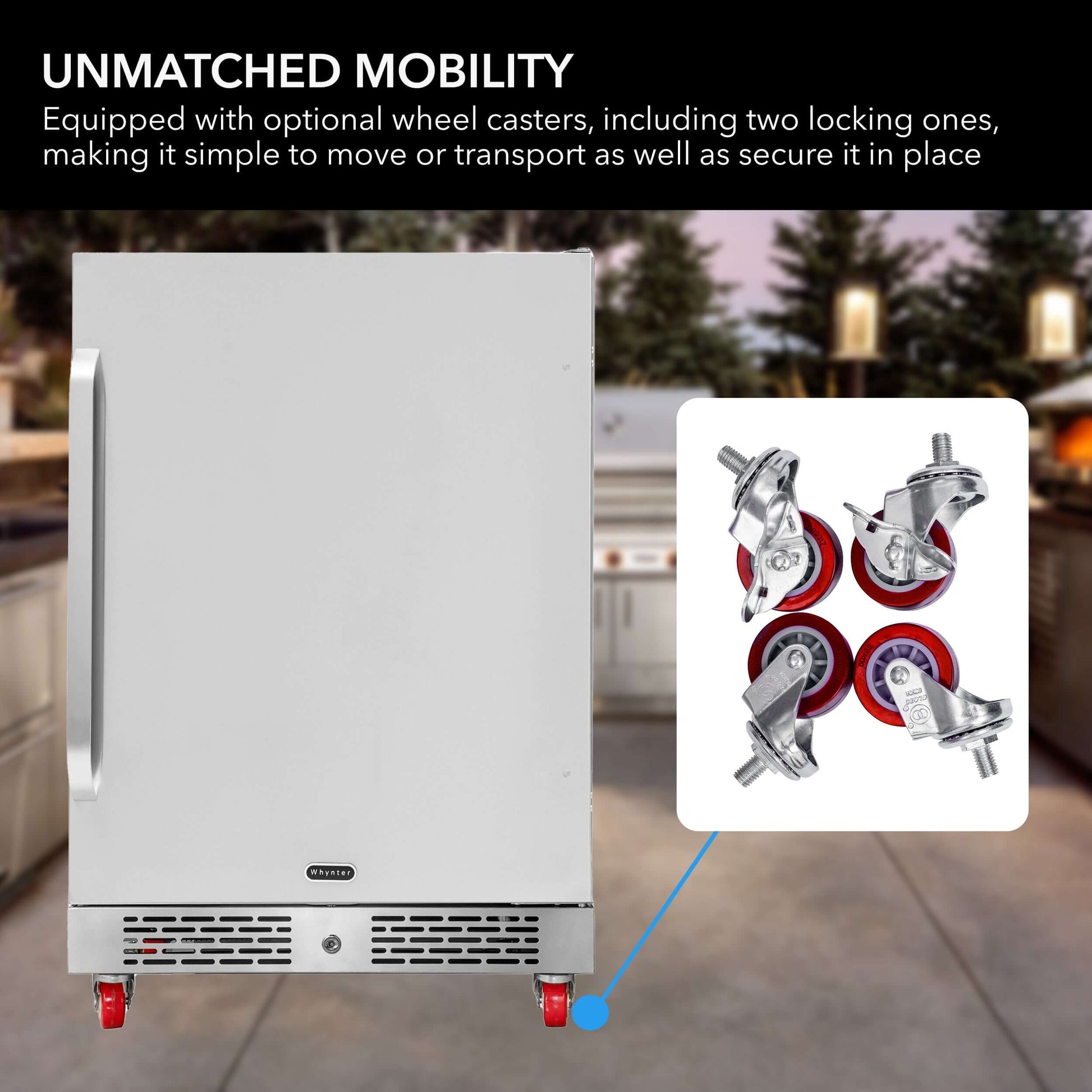 Whynter BOR-53024-SSW 24″ Built-In Energy Star 5.3 cu. ft. Indoor/Outdoor Beverage Refrigerator Cooler image of product description