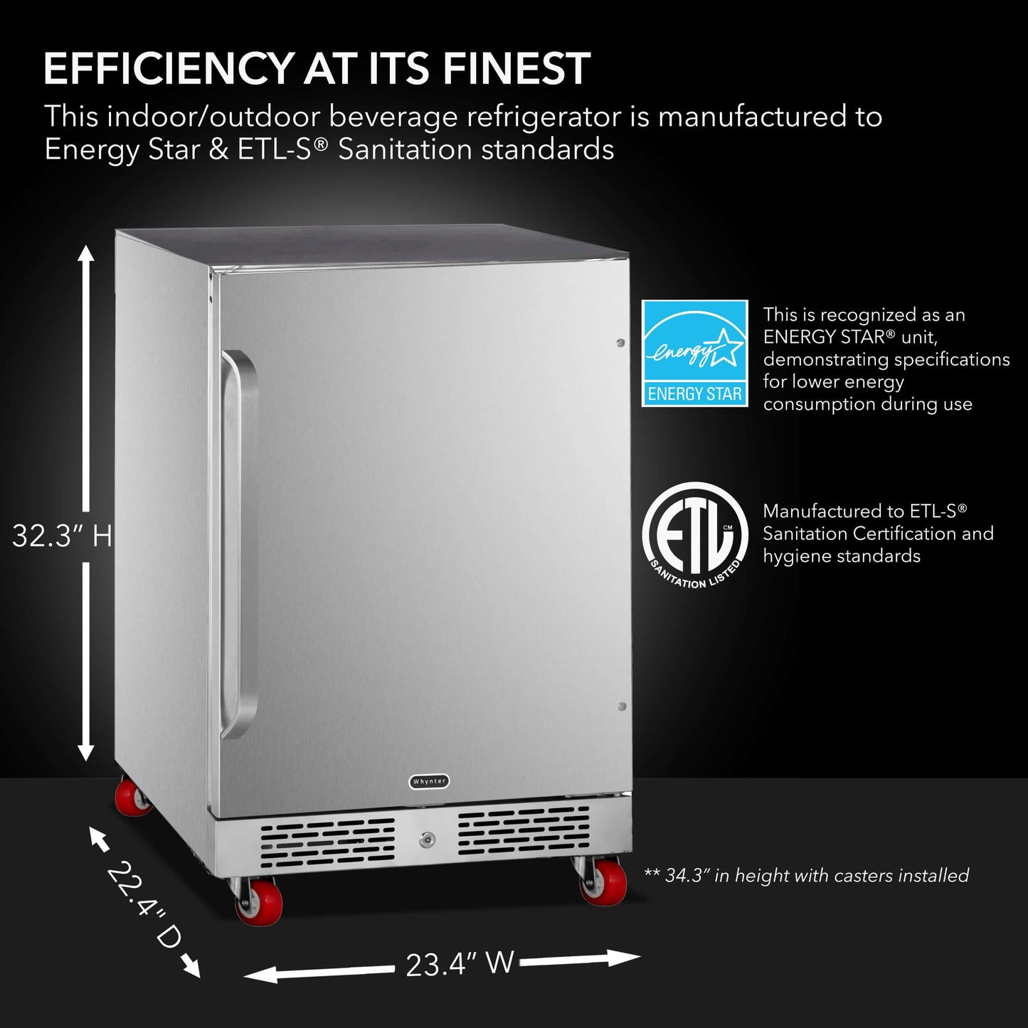 Whynter BOR-53024-SSW 24″ Built-In Energy Star 5.3 cu. ft. Indoor/Outdoor Beverage Refrigerator Cooler