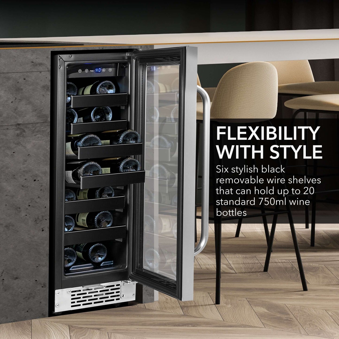 Whynter BWR-208SB 12″ Built-In 20 Bottle Under-counter Stainless Steel Wine Refrigerator image of product brochure