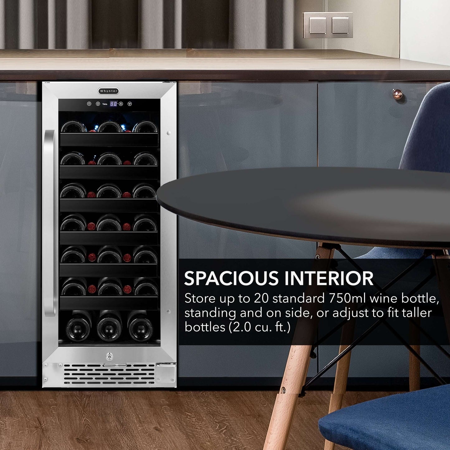 Whynter BWR-308SB 15″ Built-In 33 Bottle Under-counter Stainless Steel Wine Refrigerator image of product brochure