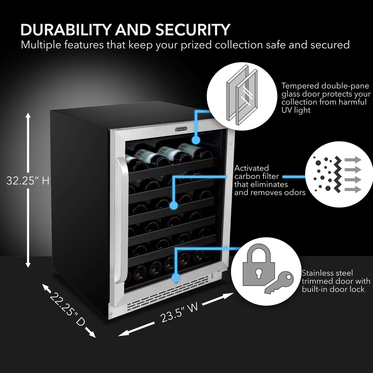Whynter BWR-408SB 24″ Built-In 46 Bottle Under-counter Stainless Steel Wine Refrigerator image of product brochure