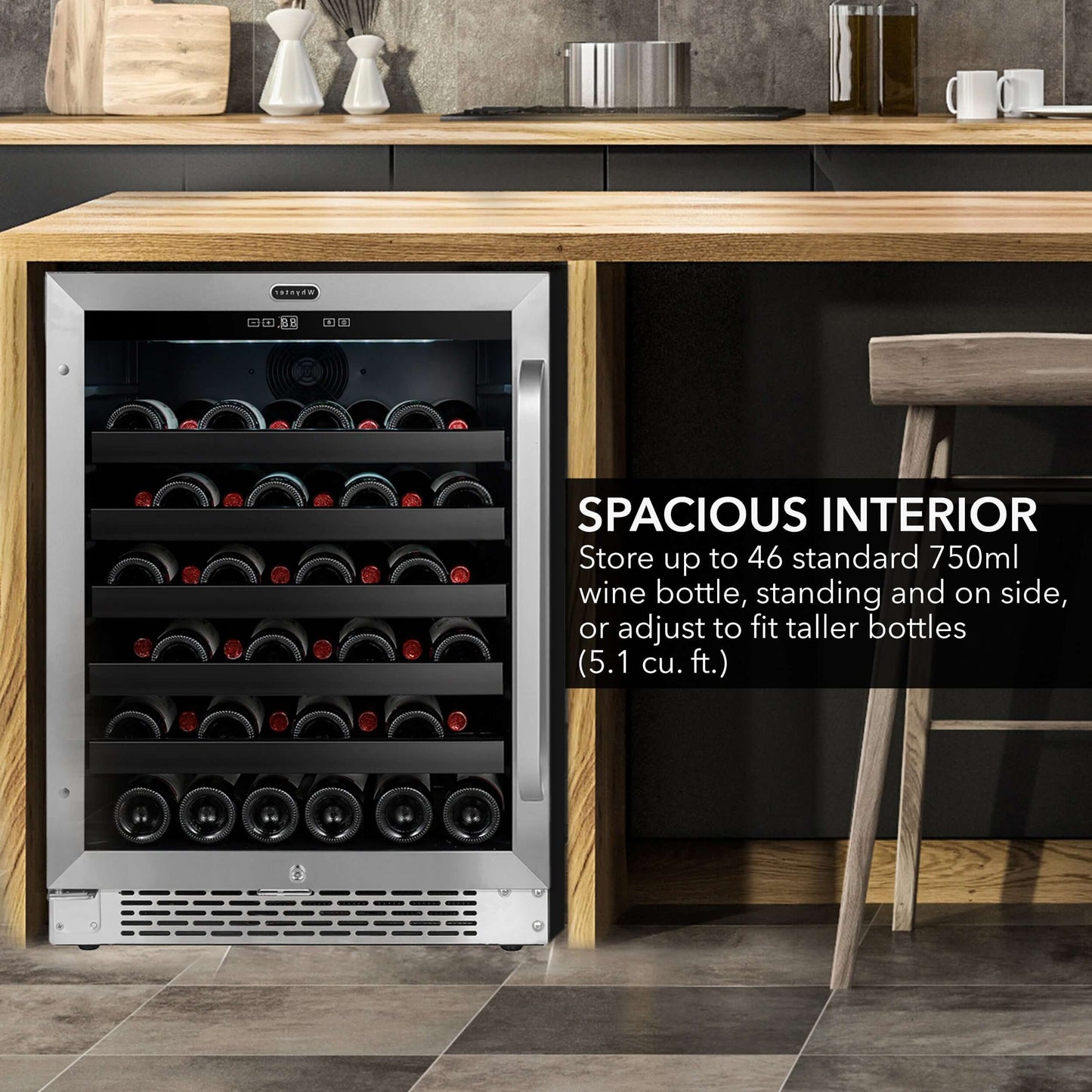 Whynter BWR-408SB 24″ Built-In 46 Bottle Under-counter Stainless Steel Wine Refrigerator image of product brochure