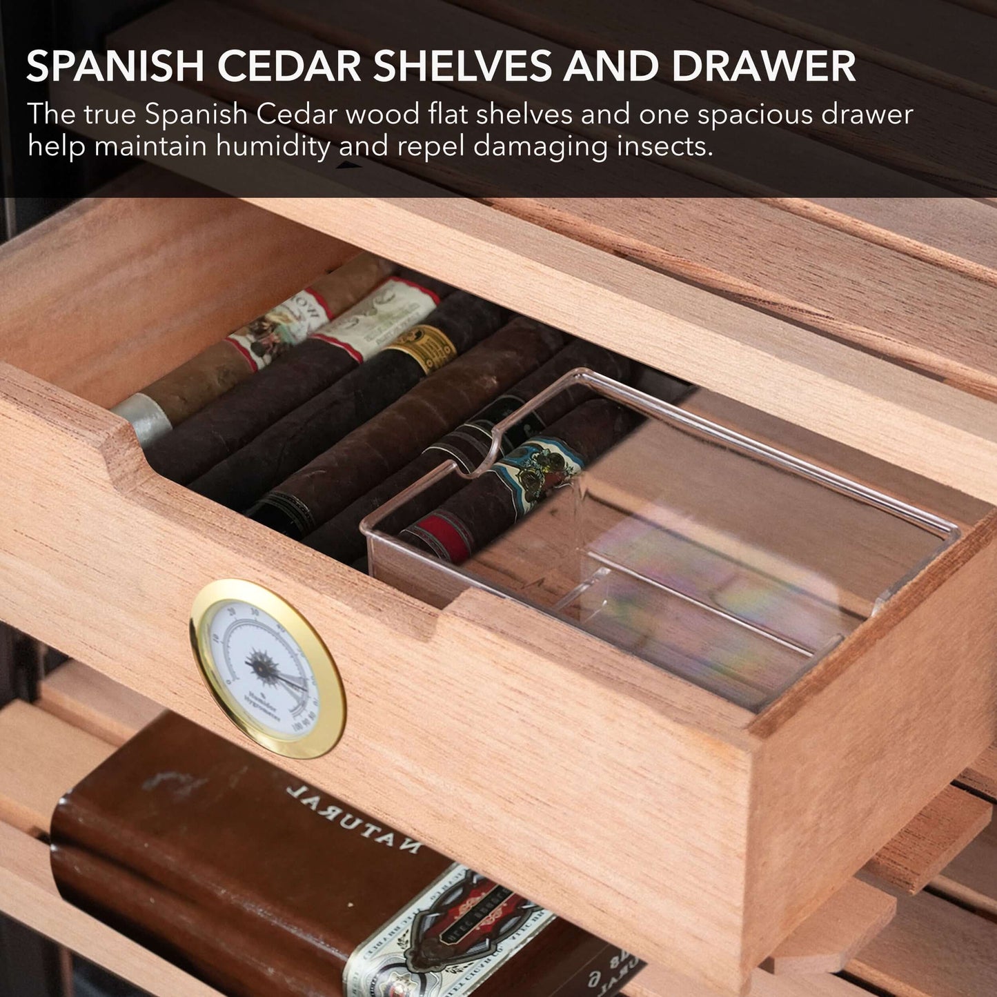 Whynter CHC-120S 250-Count 1.2 cu. ft. Electric Cigar Cooler Humidor - Stainless Steel image of humidity tray