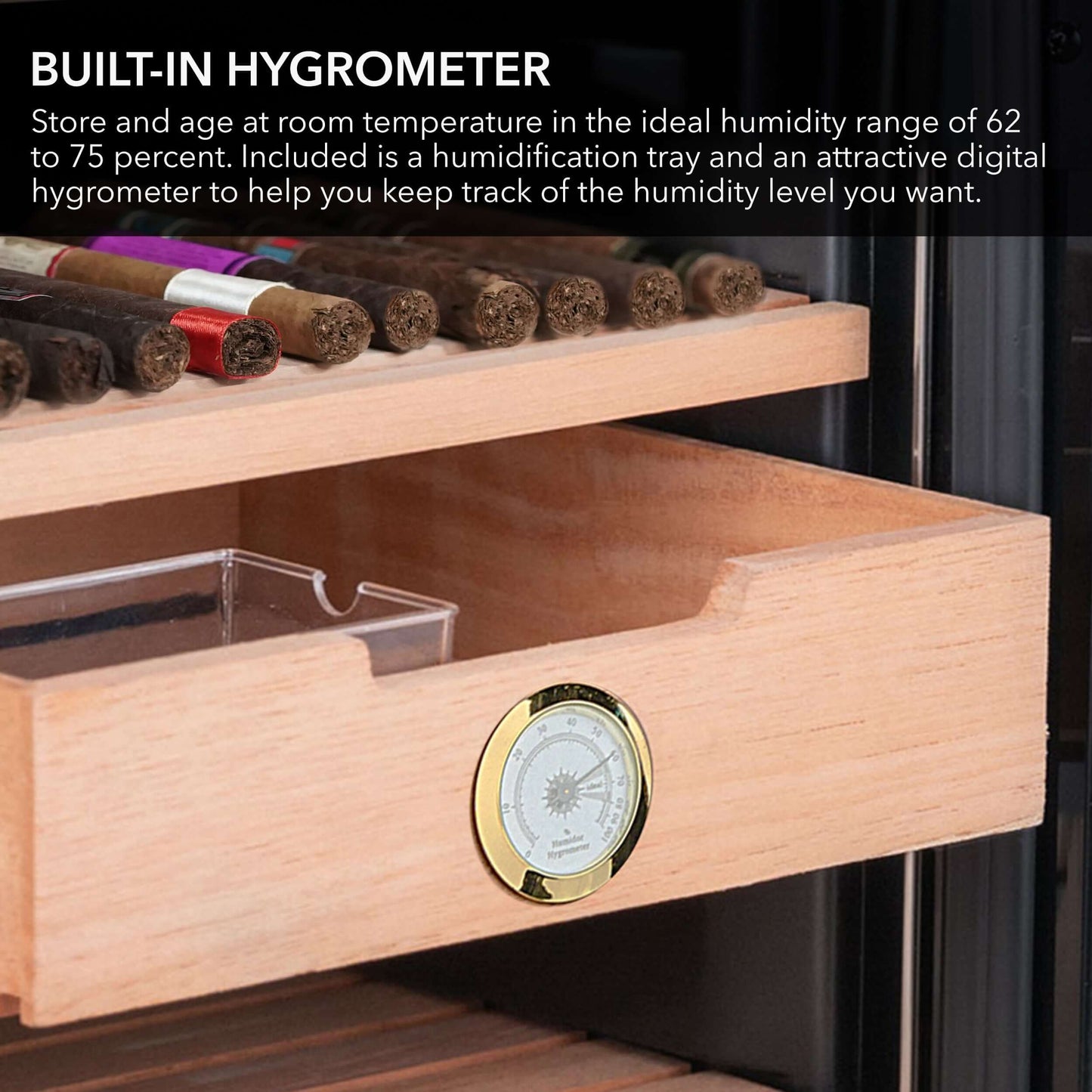 Whynter CHC-122BD Elite Touch Control 250-Count 1.2 cu.ft. Electric Cigar Cooler Humidor image of shelf