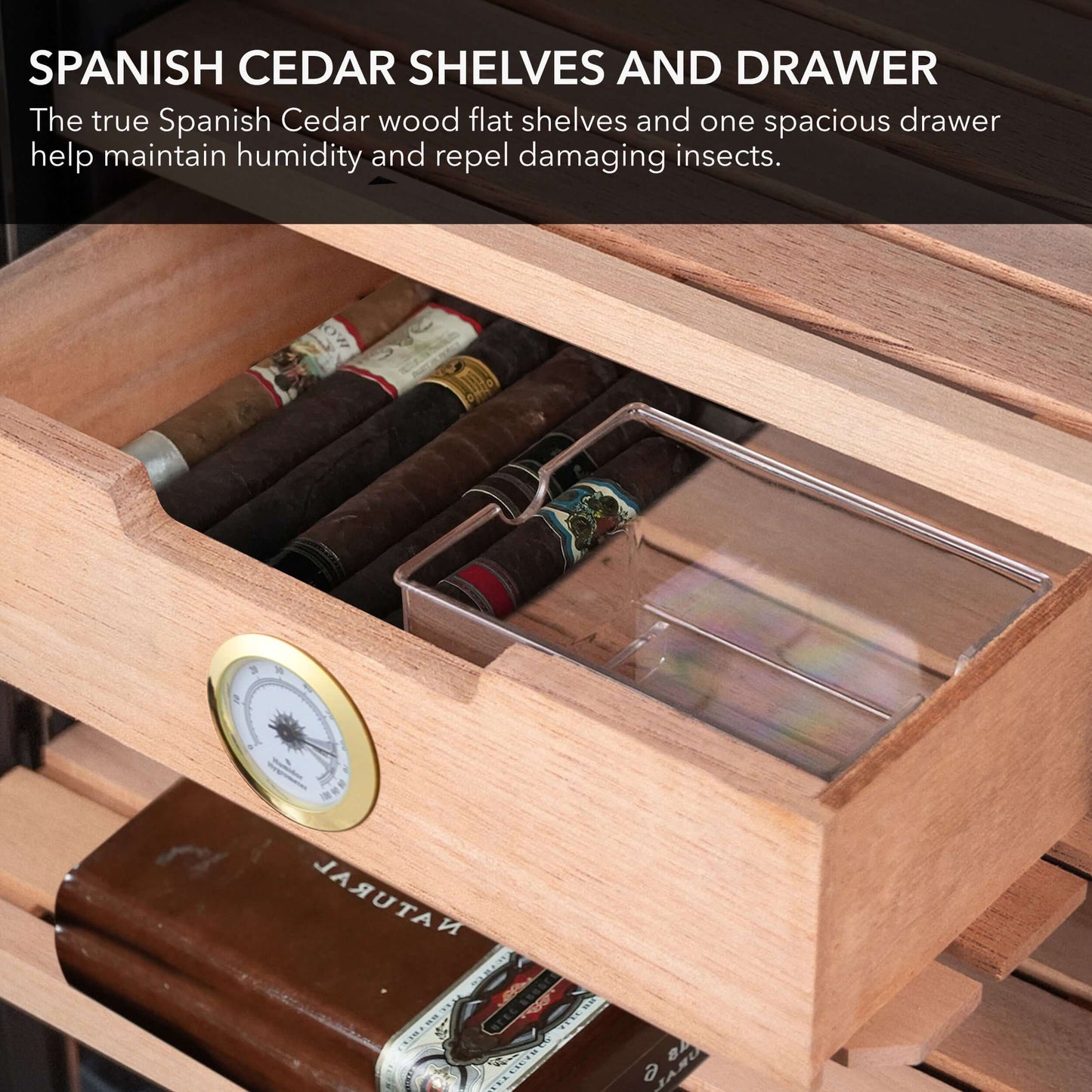 Whynter CHC-122BD Elite Touch Control 250-Count 1.2 cu.ft. Electric Cigar Cooler Humidor image of shelf
