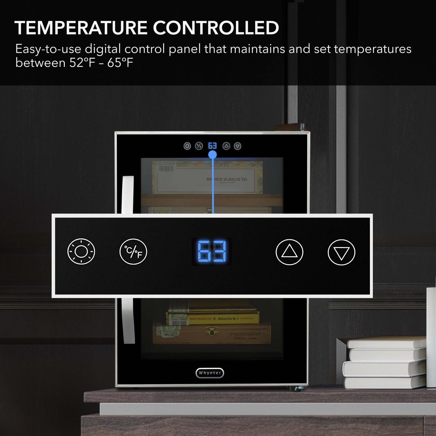 Whynter CHC-122BD Elite Touch Control 250-Count 1.2 cu.ft. Electric Cigar Cooler Humidor image of product description