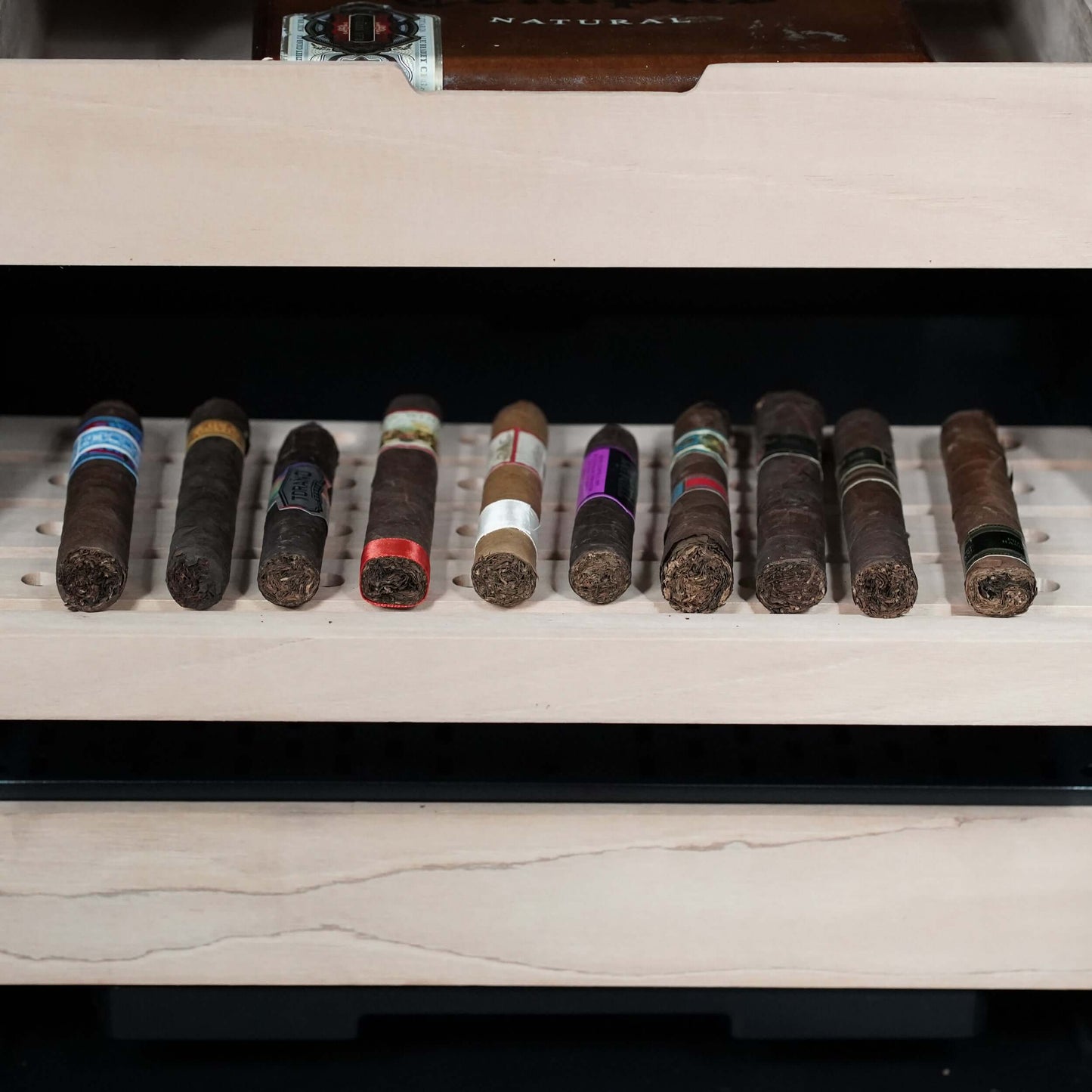 Whynter CHC-421HC 650-Count 4.2 cu.ft. Electric Cigar Cabinet Cooler and Humidor image of product shelf