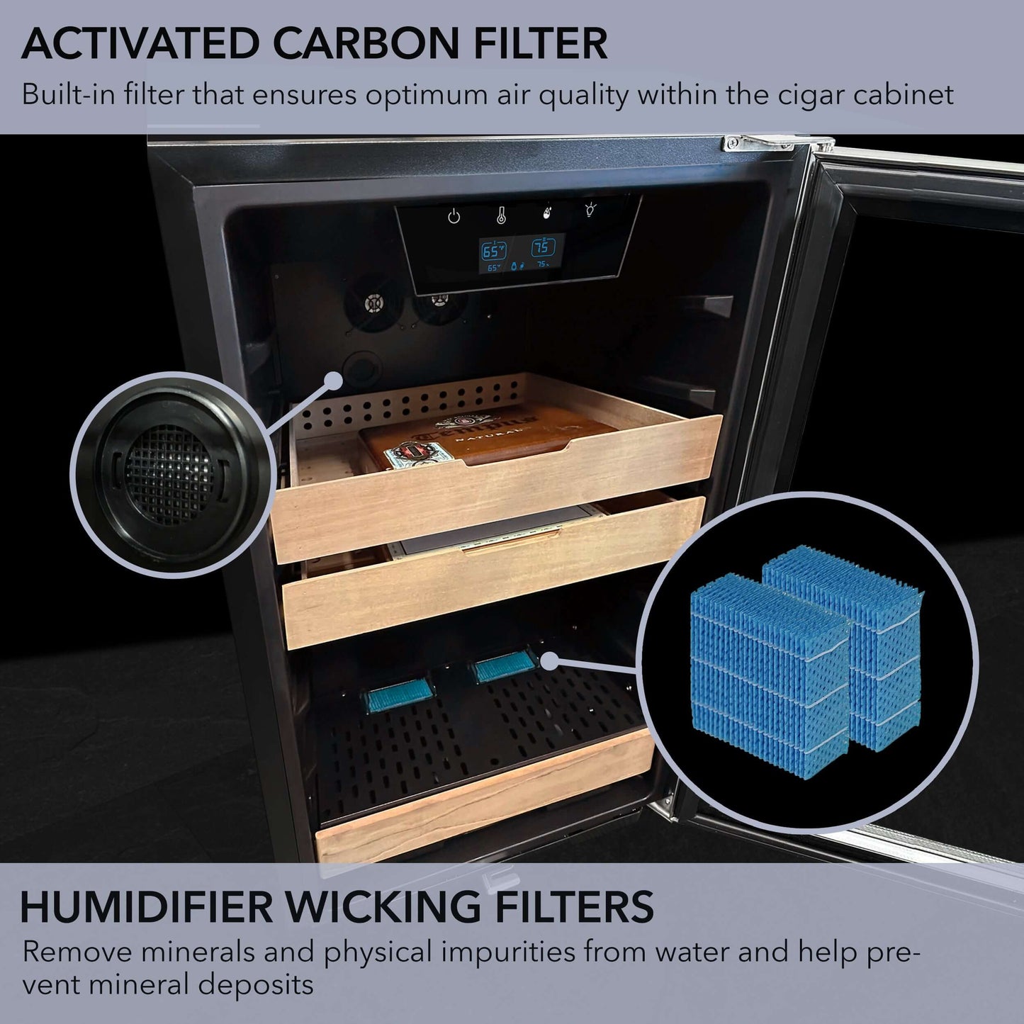 Whynter CHC-421HC 650-Count 4.2 cu.ft. Electric Cigar Cabinet Cooler and Humidor image of product description
