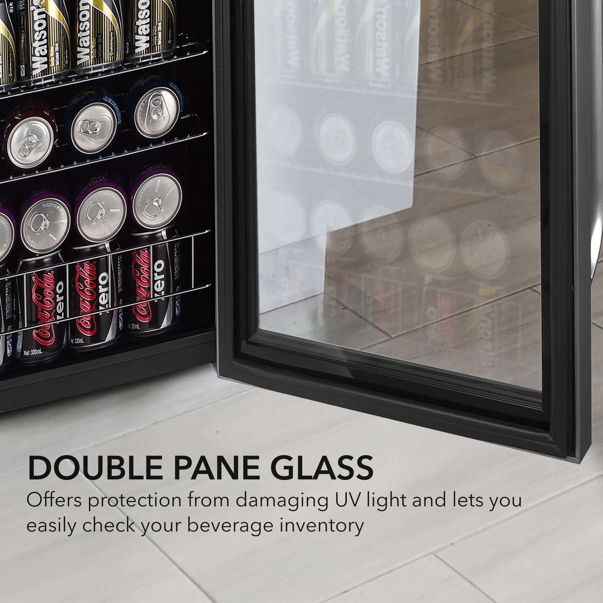 Whynter BR-1211DS 19″ 136 Can Stainless Freestanding Beverage Refrigerator/Cooler image of product description