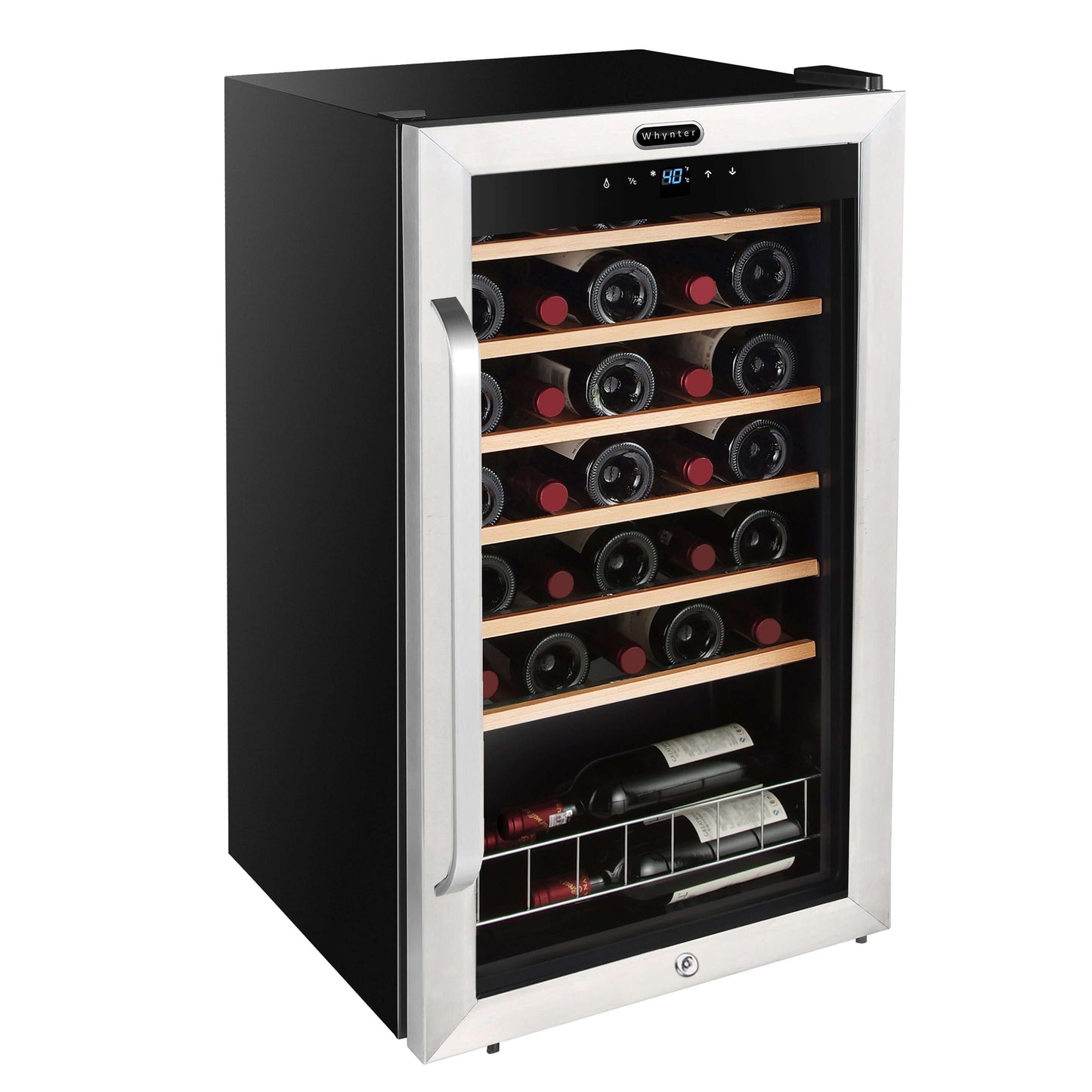 Whynter FWC-341TS 34 Bottle Freestanding Stainless Steel Wine Refrigerator with Display Shelf