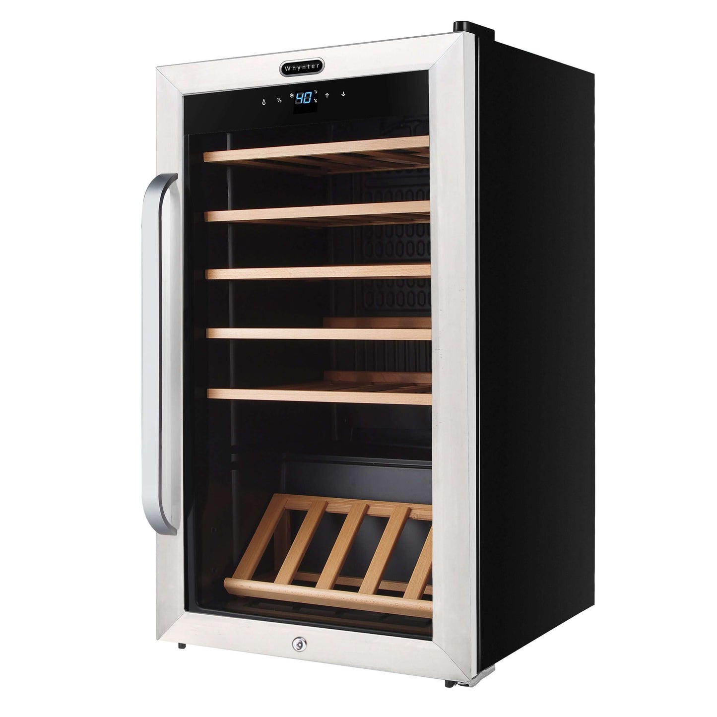 Whynter FWC-341TS 34 Bottle Freestanding Stainless Steel Wine Refrigerator with Display Shelf