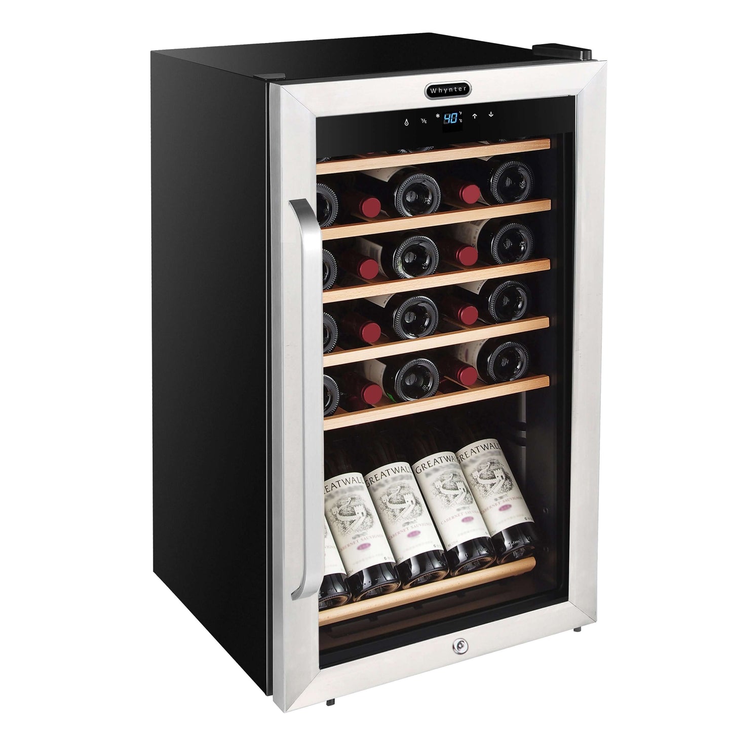 Whynter FWC-341TS 34 Bottle Freestanding Stainless Steel Wine Refrigerator with Display Shelf