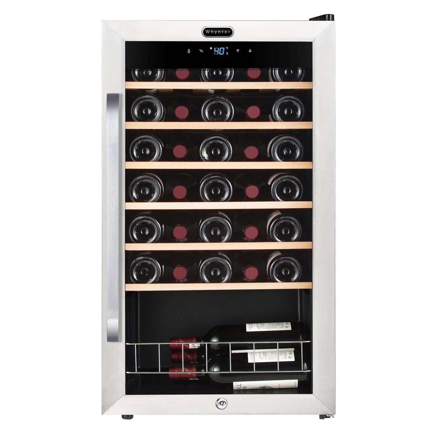Whynter FWC-341TS 34 Bottle Freestanding Stainless Steel Wine Refrigerator with Display Shelf