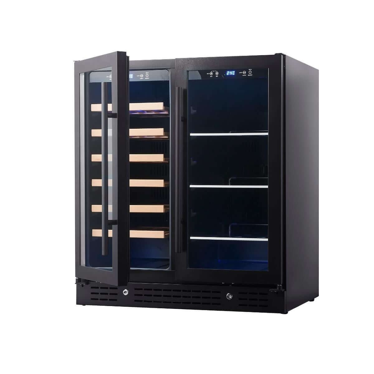 Kings Bottle 30" Combination Beer and Wine Cooler with Low-E Glass Door KBU165BW-BLK