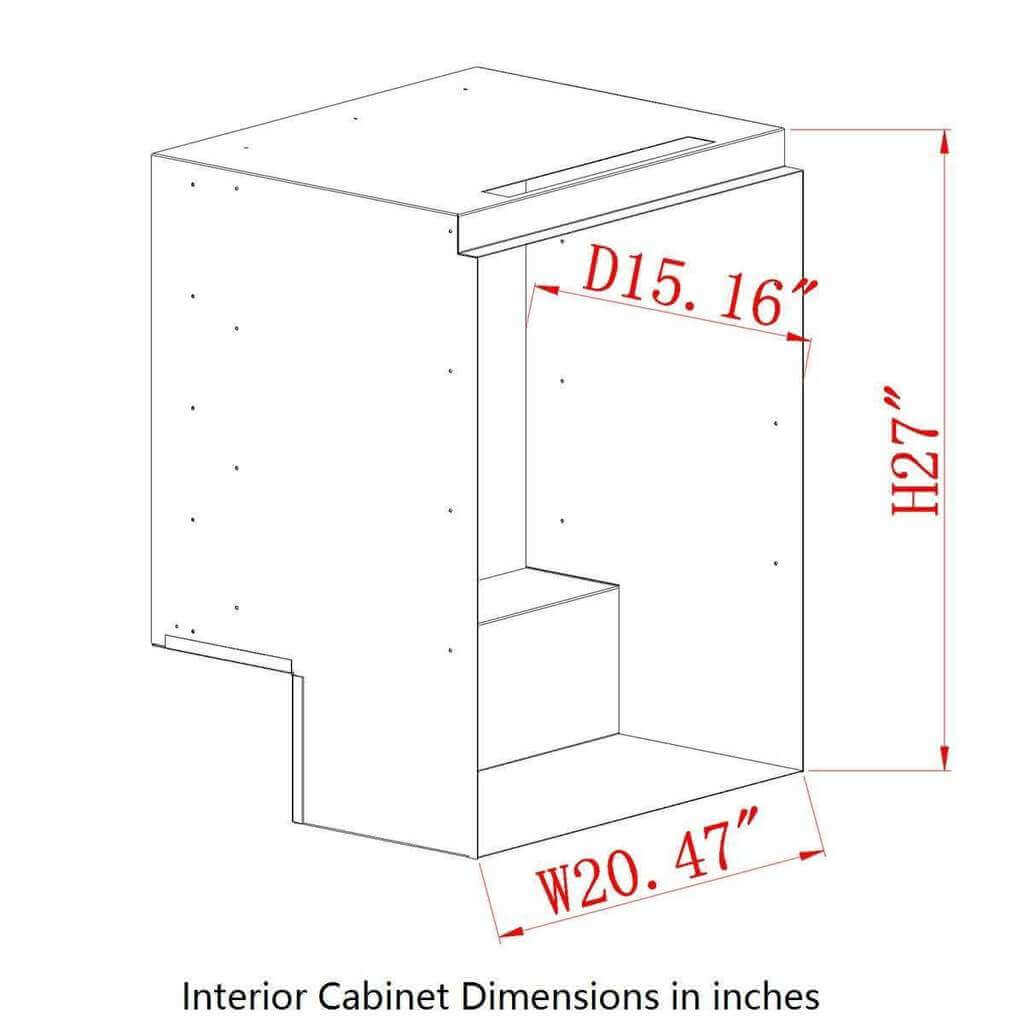24 Inch Under Counter Beverage Cooler with Heating Glass Door KBU55M sizing diagram with dimensions