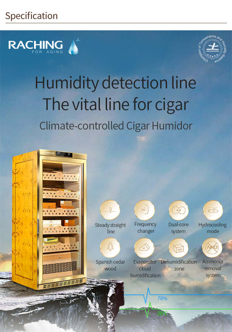 Raching MON1800 Precision Climate Controlled Cigar Humidor Cabinet image of product description