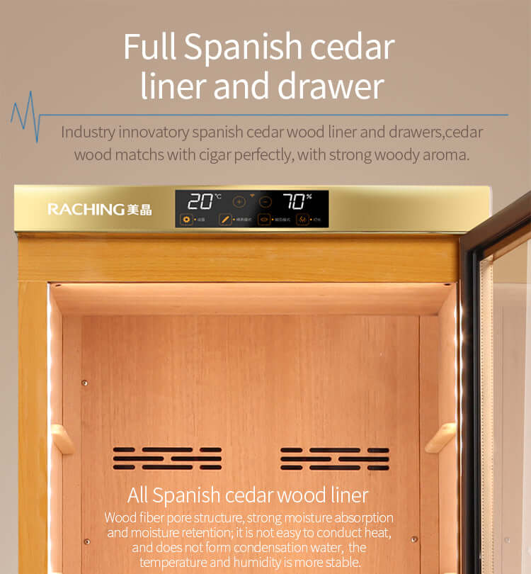 Raching MON1800 Precision Climate Controlled Cigar Humidor Cabinet image of product description