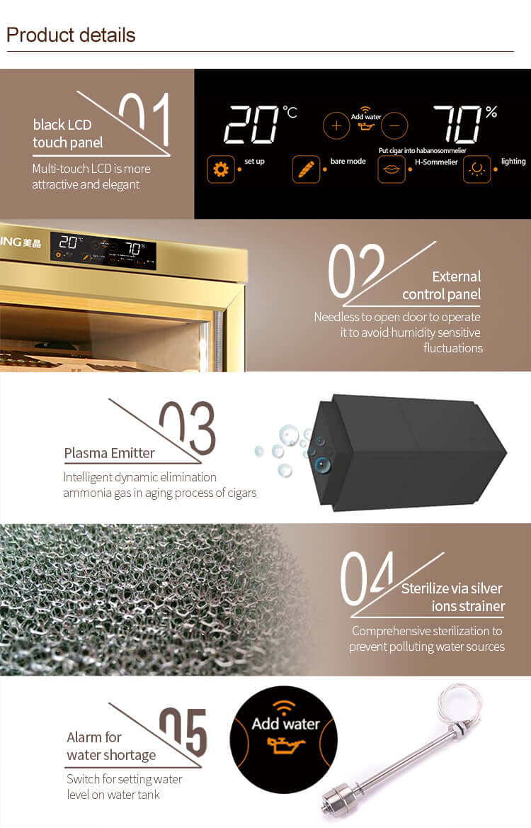 Raching MON1800 Precision Climate Controlled Cigar Humidor Cabinet image of product description
