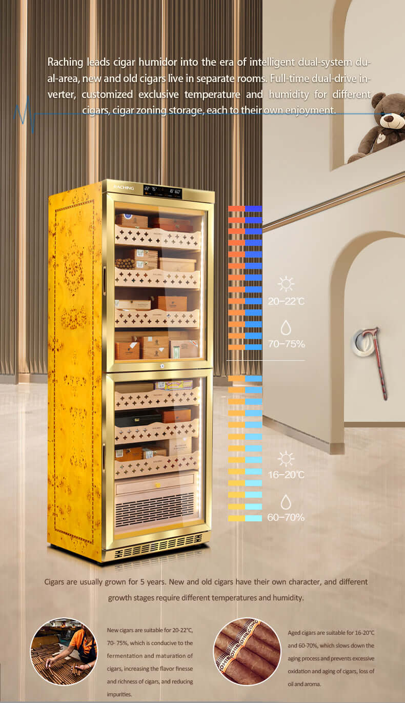 Raching MON3800B Precision Climate Controlled Cigar Humidor Cabinet image of product description