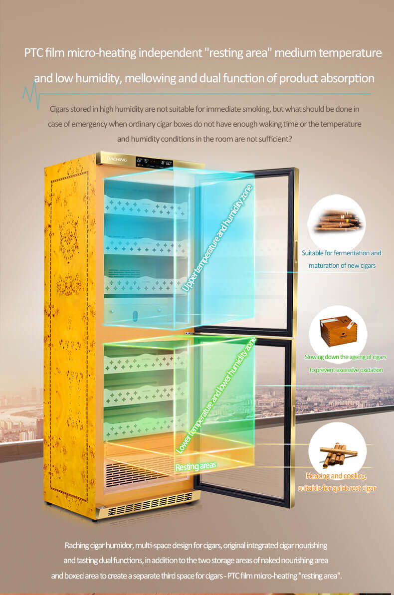 Raching MON3800B Precision Climate Controlled Cigar Humidor Cabinet image of product description