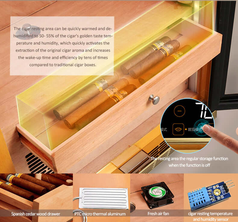 Raching MON3800B Precision Climate Controlled Cigar Humidor Cabinet image of product description