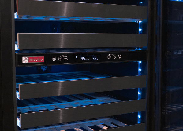 Allavino Reserva Series 50 Bottle Dual Zone Built-in Wine Cooler Refrigerator with Black Stainless Steel Door BDW5034D-2BSR