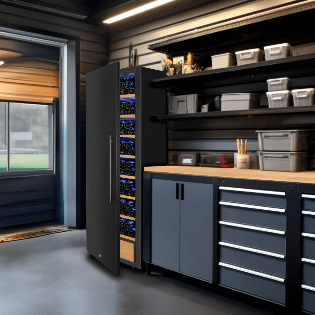 Allavino 185 Bottle Single Zone Wine Vault with Solid Black Right or Left Hinge Door