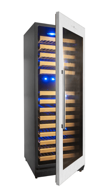 Kings Bottle Tall Large Wine Refrigerator With Glass Door With Stainless Steel Trim