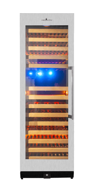 Kings Bottle Tall Large Wine Refrigerator With Glass Door With Stainless Steel Trim