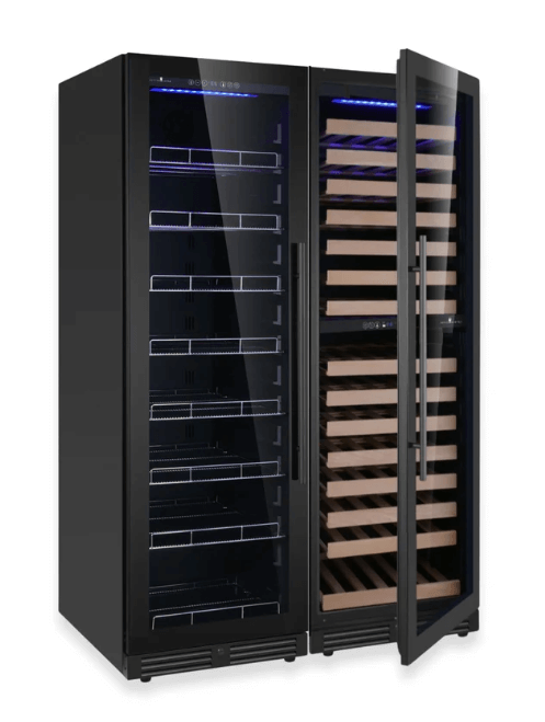 Kings Bottle Upright Wine & Beverage cooler Combo With Triple Temp. Zones Black Door