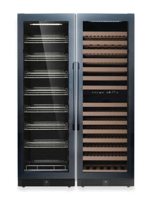 Kings Bottle Upright Wine & Beverage cooler Combo With Triple Temp. Zones Black Door
