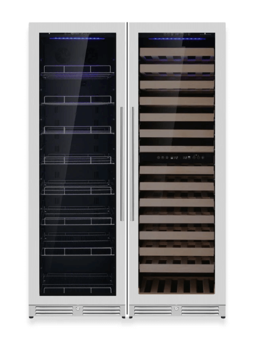 Kings Bottle Upright Wine & Beverage cooler Combo With Triple Temp. Zones Stainless Steel Door