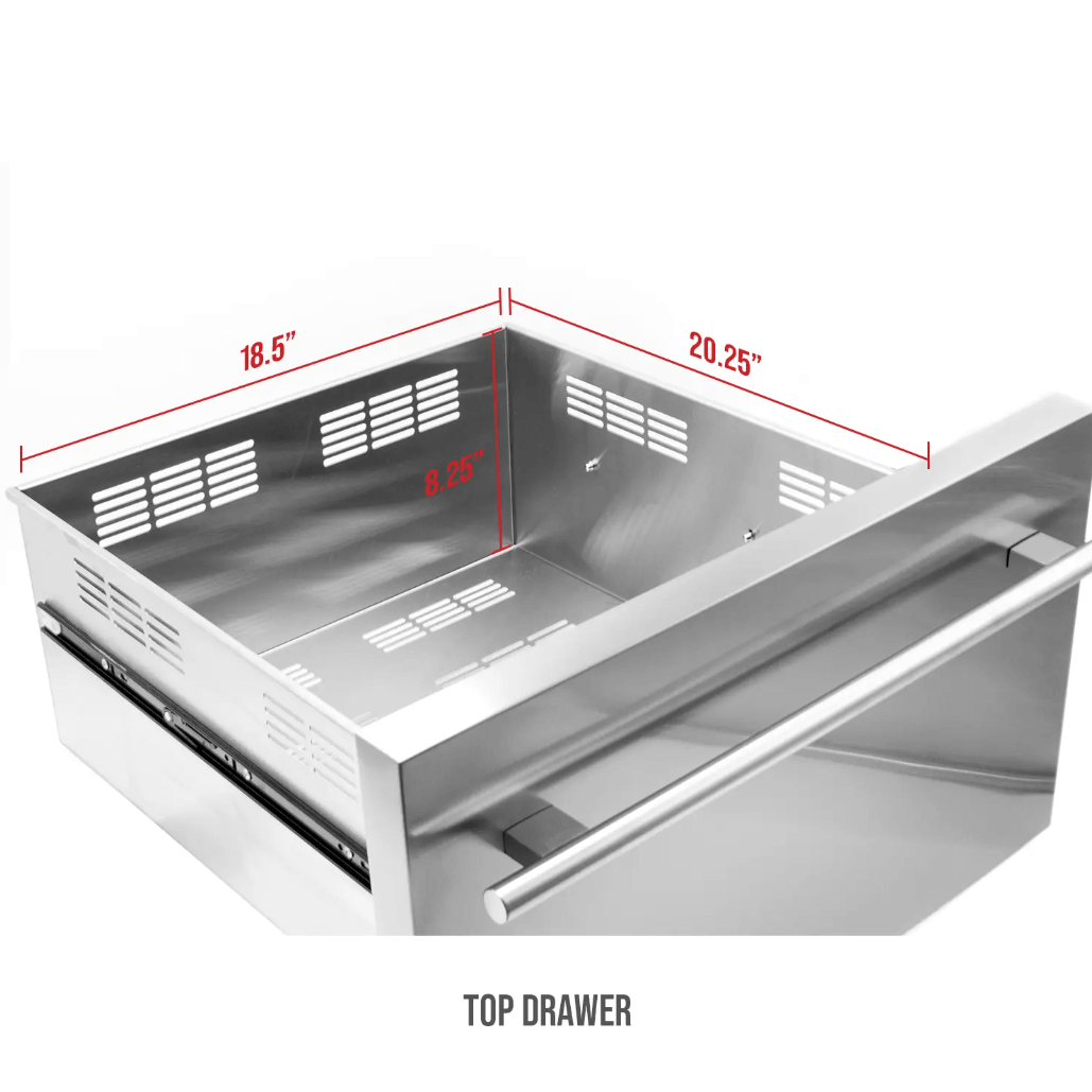 Allavino 108 Bottle Black or Stainless Wine Refrigerator with Two Refrigerated Drawers image top drawer measurements
