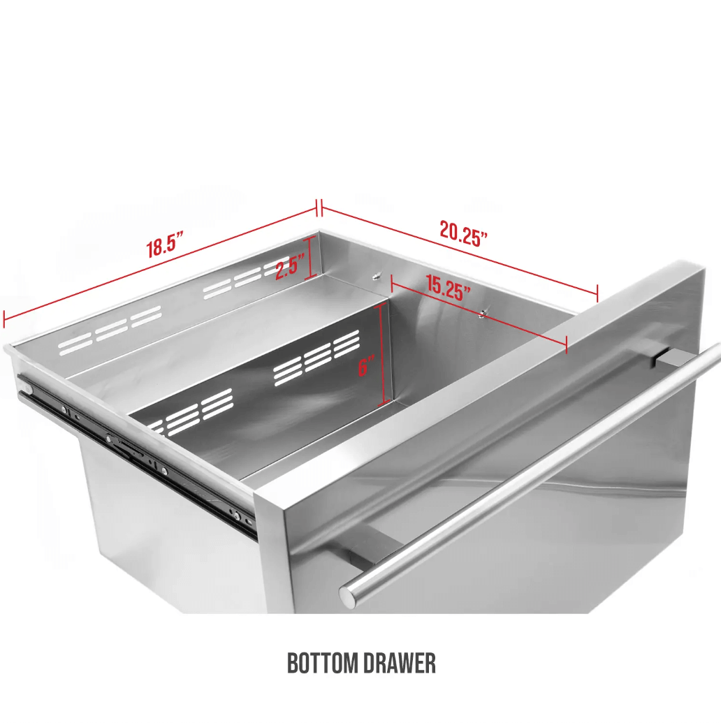 Allavino 108 Bottle Black or Stainless Wine Refrigerator with Two Refrigerated Drawers image bottom drawer measurements