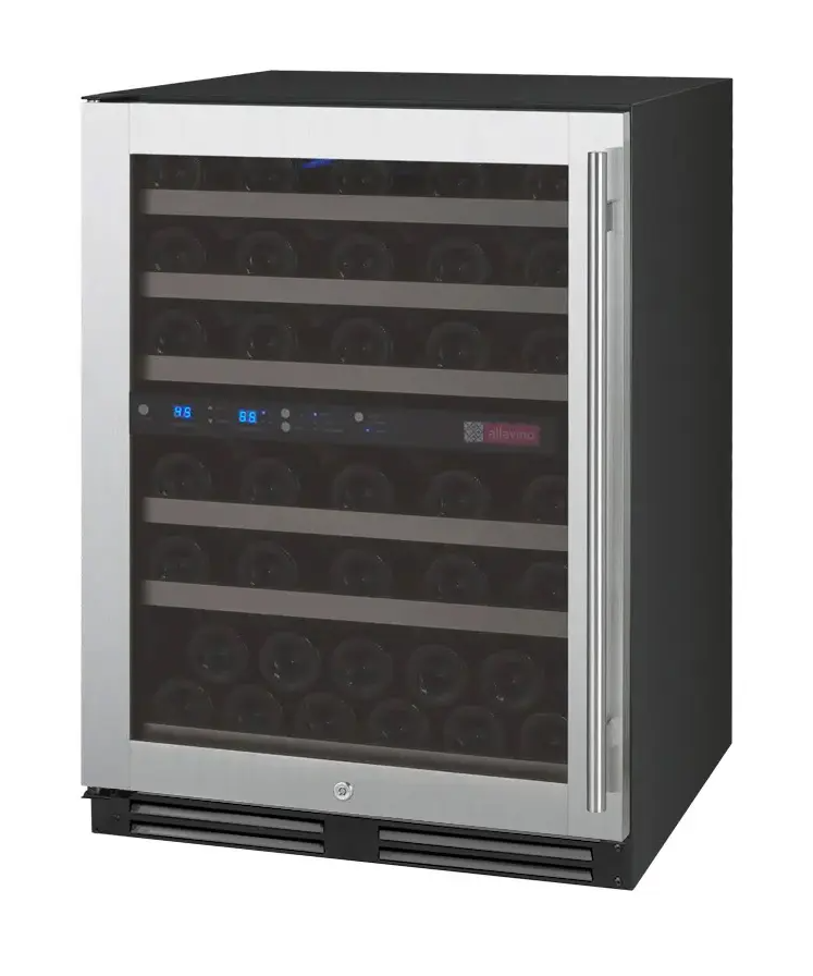Allavino FlexCount Series 56 Bottle Stainless Dual Zone Built-in Wine Cooler