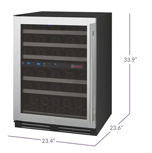 Allavino FlexCount Series 56 Bottle Stainless Dual Zone Built-in Wine Cooler
