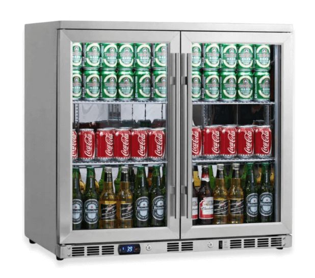 Kings Bottle 36-Inch Heating Glass Dual Door Built In Beverage Fridge KBU56M