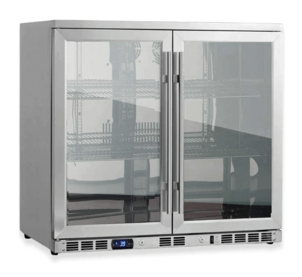 Kings Bottle 36-Inch Heating Glass Dual Door Built In Beverage Fridge KBU56M