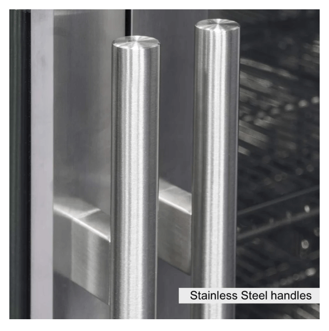 Kings Bottle 36-Inch Heating Glass Dual Door Built In Beverage Fridge KBU56M image of door handle