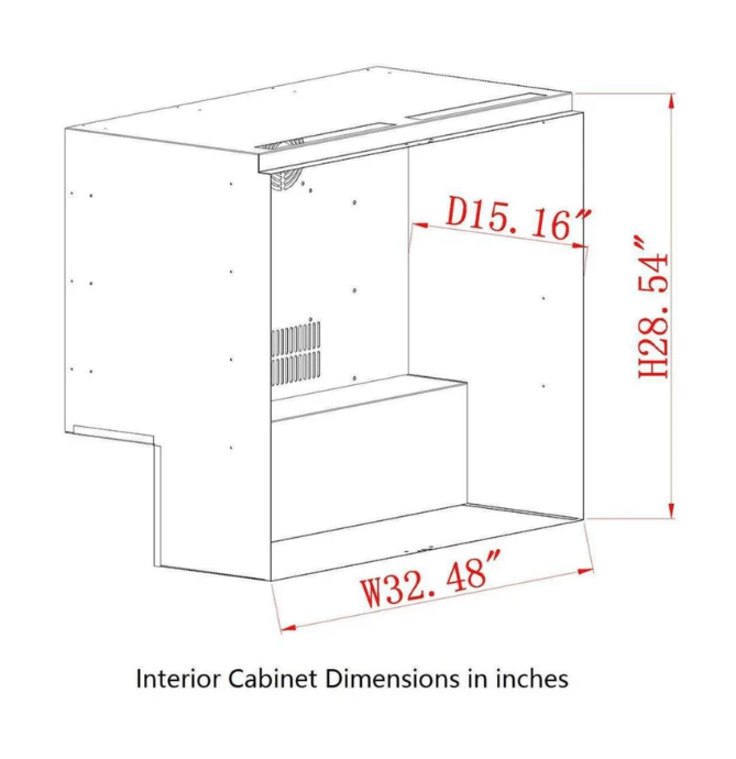 Kings Bottle 36-Inch Heating Glass Dual Door Built In Beverage Fridge KBU56M image of unit dimensions