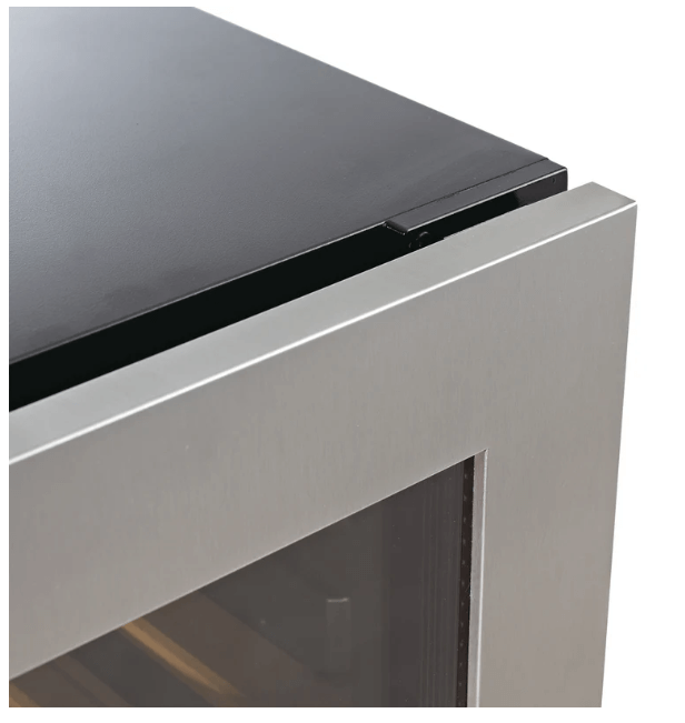 Kings Bottle 389 Cans Capacity Upright Beverage Refrigerator With Low-E Glass Door image of door corner