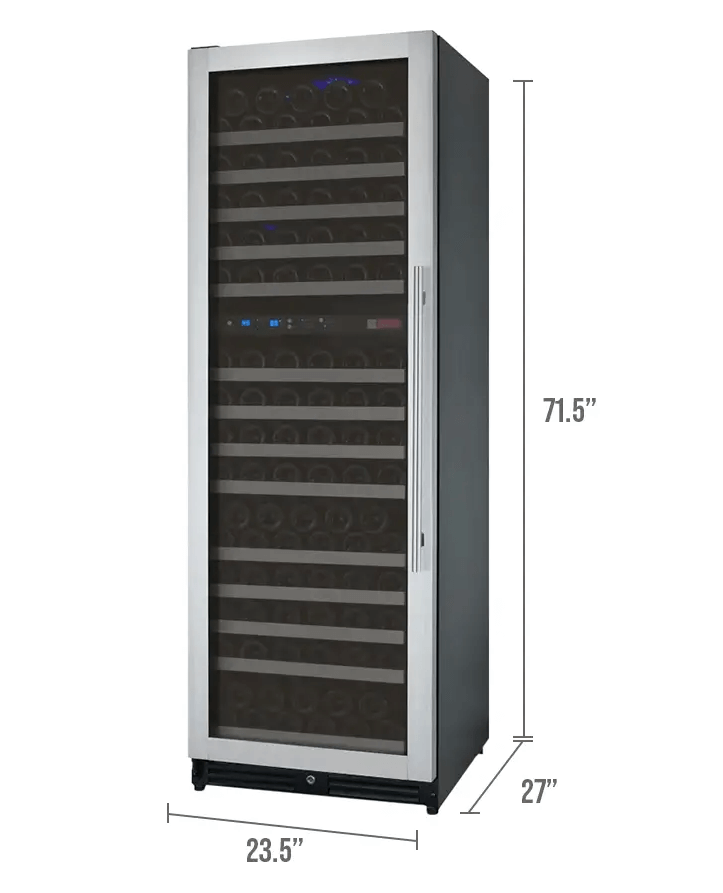 Allavino FlexCount Series 172 Bottle Dual Zone Built-in Wine Cooler Refrigerator w/Stainless Steel Door image of unit dimensions