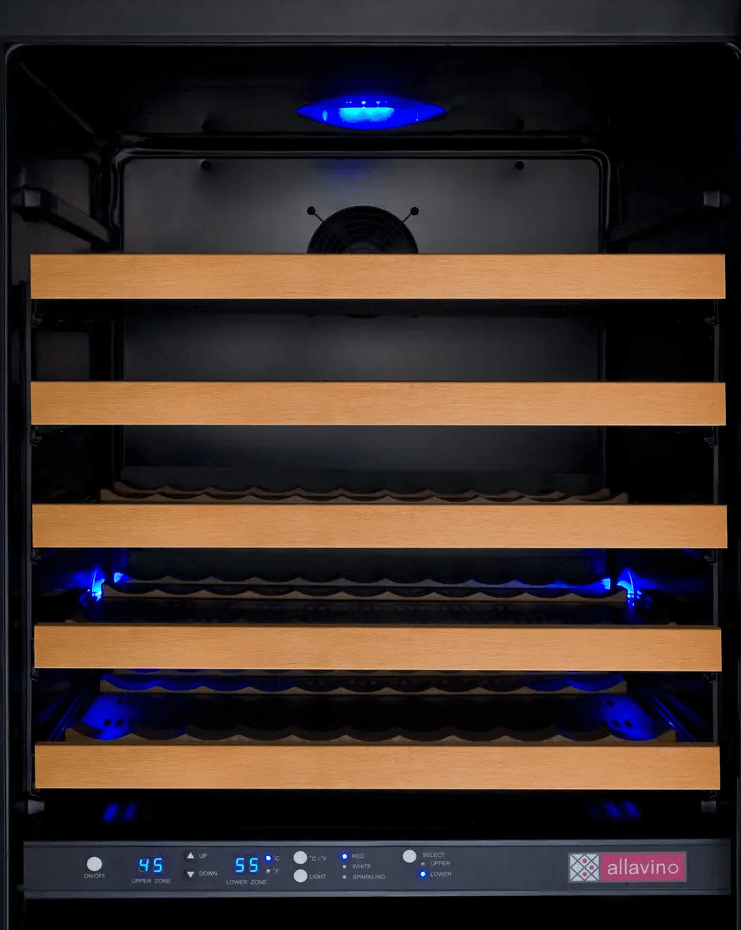 Allavino FlexCount Series 172 Bottle Dual Zone Built-in Wine Cooler Refrigerator w/Black Door