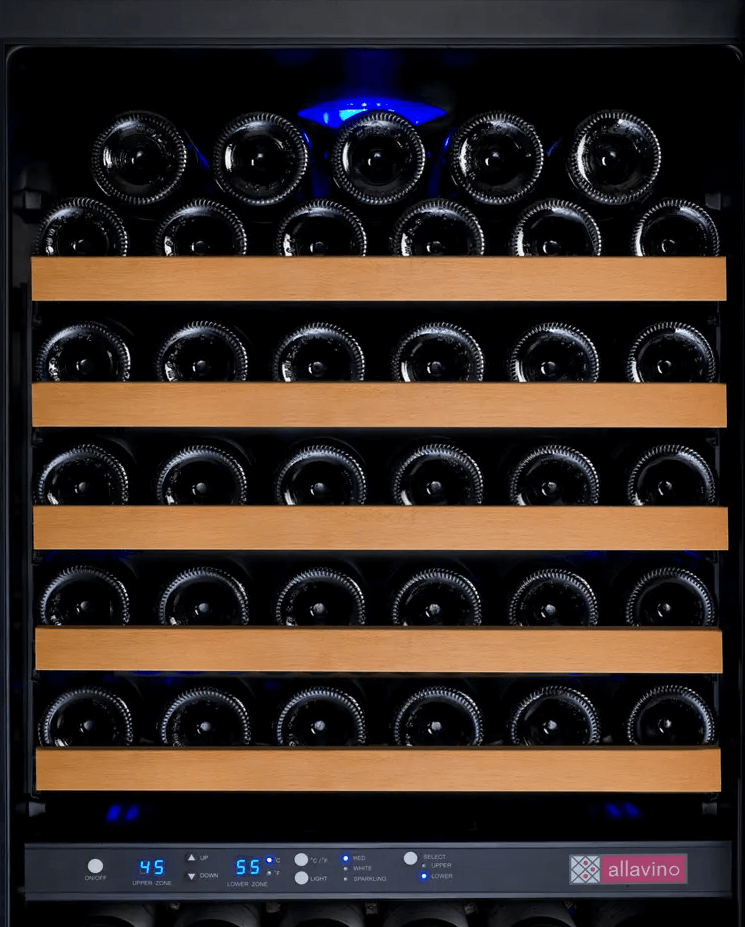 Allavino FlexCount Series 172 Bottle Dual Zone Built-in Wine Cooler Refrigerator w/Black Door