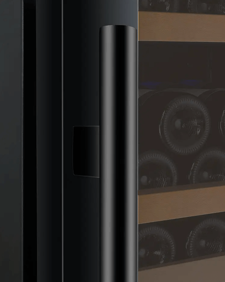 Allavino FlexCount Series 172 Bottle Dual Zone Built-in Wine Cooler Refrigerator w/Black Door image of door handle